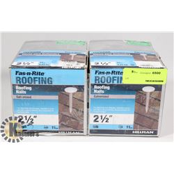 TWO 5LB BOXES OF 2-1/2" ROOFING NAILS