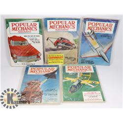 LOT OF 5  1950'S POPULAR MECHANICS MAGAZINES