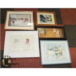 LOT OF 5 ASSORTED FRAMED PICTURES