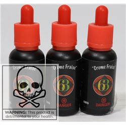 3 BOTTLES OF CREME FRAISE 0MG NICOTINE PER 30 ML