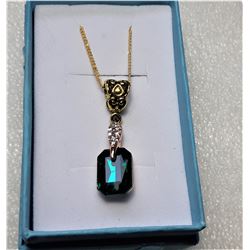 1)  GOLD TONE WITH WHITE CRYSTAL EMERALD