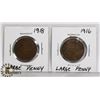 Image 1 : CANADIAN 1916 AND 1918 LARGE PENNY