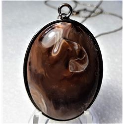 6)  LARGE OVAL NATURAL JASPER PENDANT