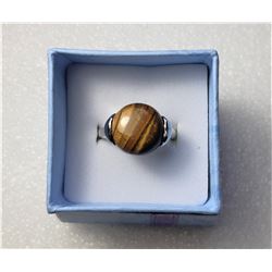 2)  SILVER TONE WITH ROUND NATURAL TIGER'S