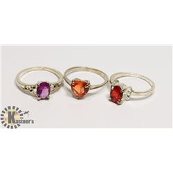 LOT OF THREE 925 SILVER PLATED RINGS