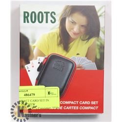 ROOTS COMPACT CARD SET IN LEATHER CASE- NEW