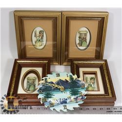 HAND PAINTED CLOCK ON SAW BLADE & 4 ESTATE PICTURE