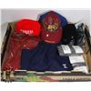 Image 1 : BOX W/NEW BASEBALL CAP, 3 NEW RED T-