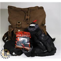 LE BACK PACK WITH MITES GLOVES SOCKS ETC