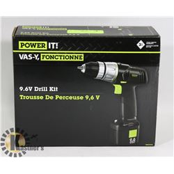 NEW POWER IT 9.6V DRILL KIT