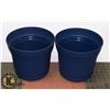 Image 1 : LOT OF 2 BLUE PLANTERS 14"