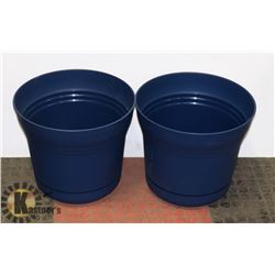 LOT OF 2 BLUE PLANTERS 14"