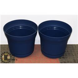 LOT OF 2 BLUE PLANTERS 14"