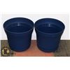 Image 1 : LOT OF 2 BLUE PLANTERS 14"