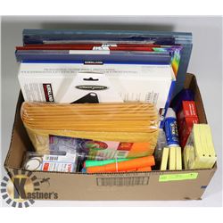 OFFICE SUPPLIES- BOX LOT OF MISC ITEMS