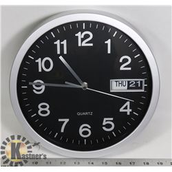 QUARTZ METAL WALL CLOCK WITH DATE & TIME