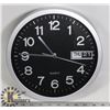 Image 1 : QUARTZ METAL WALL CLOCK WITH DATE & TIME
