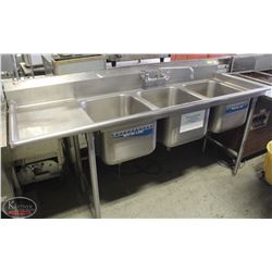 3-WELL S/S SINK W/ DRAINBOARD & FAUCET