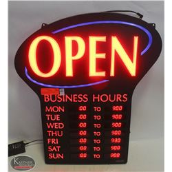 BAILIFF SEIZURE: OPEN SIGN W/ BUSINESS HOURS