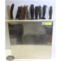 STAINLESS STEEL TABLE-MOUNT KNIFE RACK W/ 12