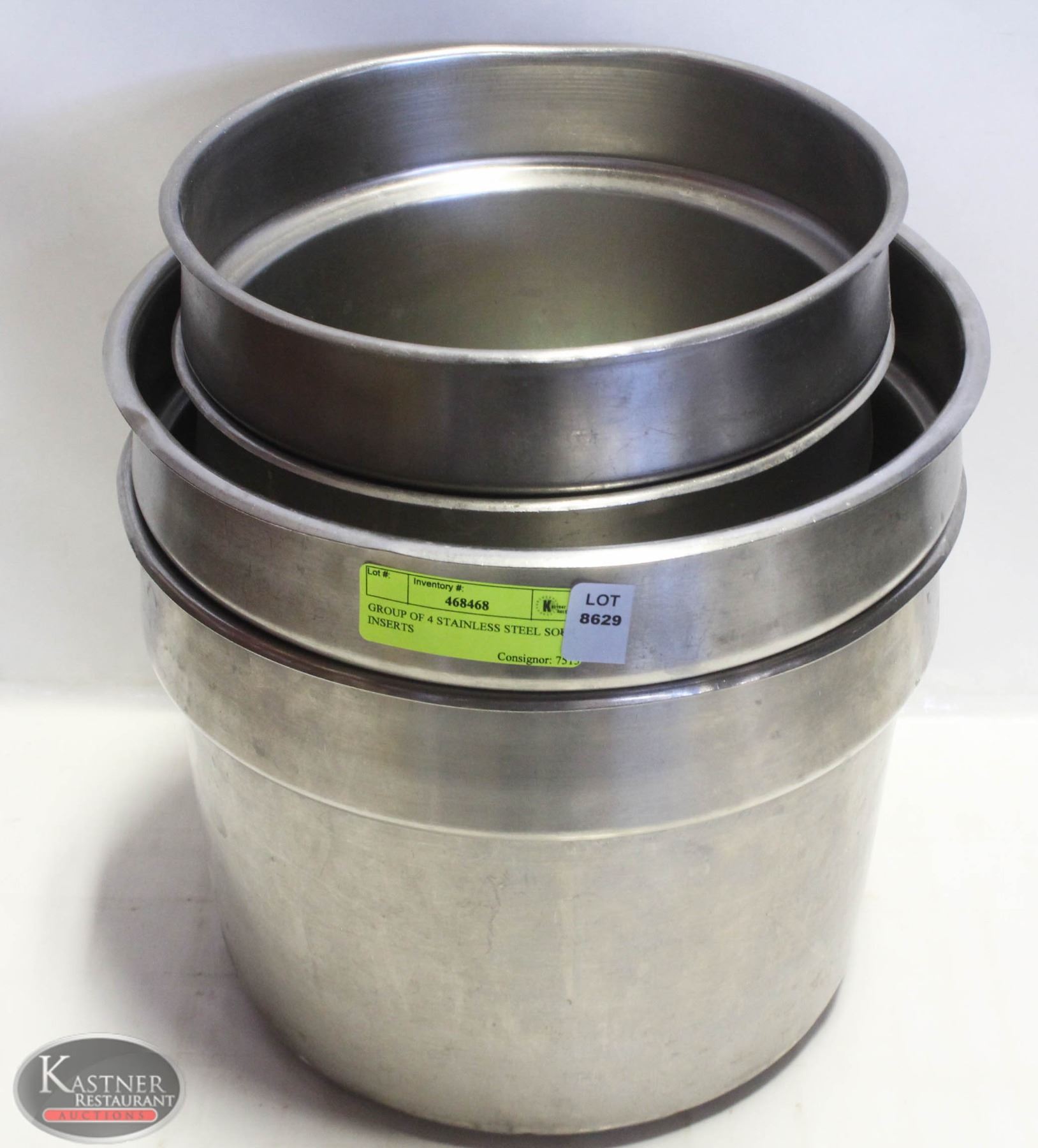 GROUP OF 4 STAINLESS STEEL SOUP INSERTS