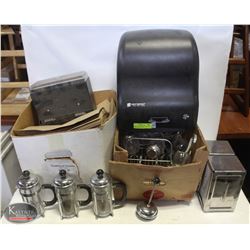 SHELF CONTENTS INCLUDING: SAN JAMAR PAPER TOWEL