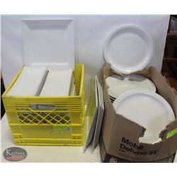 CRATE & BOX WITH ASSORTED RESTAURANT DISHWARE
