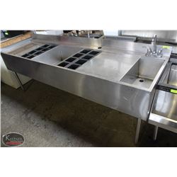LARGE 90" S/S JOCKEY STATION W/ FAUCET & INSERTS