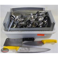 BAILIFF SEIZURE TRAY W/ CUTLERY & 2 J.A. HENKELS