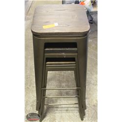 BAILIFF SEIZURE GROUP OF 3 STACKING WOOD & METAL