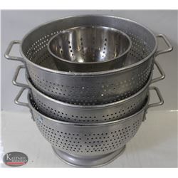 LOT OF 4 ASSORTED COLANDERS