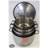 Image 1 : BAILIFF SEIZURE GROUP OF 4 S/S STOCKPOTS W/ 1 LID
