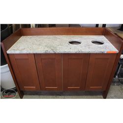 BAILIFF SEIZURE LARGE BROWN GRANITE-TOP CABINET