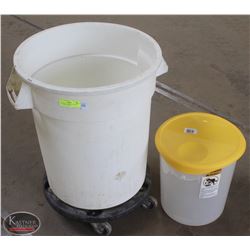20 GALLON RUBBERMAID BRUTE WASTEBIN W/ DOLLY