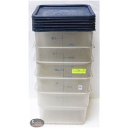 FIVE 12QT INGREDIENT BINS W/ LIDS