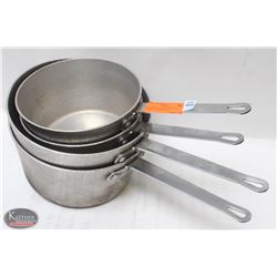 BAILIFF SEIZURE GROUP OF 4 ALUMINUM SAUCEPANS
