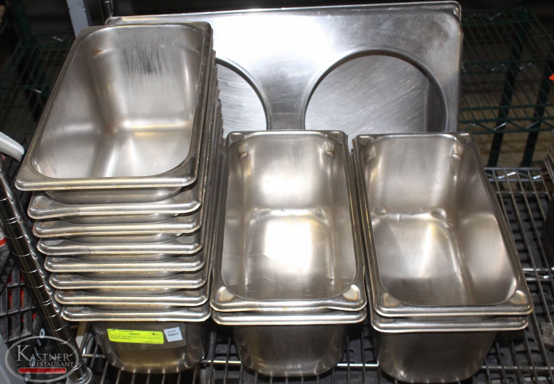 LOT OF ASSORTED STAINLESS STEEL FOOD INSERTS