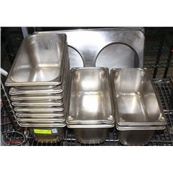 LOT OF ASSORTED STAINLESS STEEL FOOD INSERTS