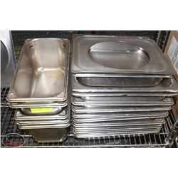 LOT OF ASSORTED STAINLESS STEEL FOOD INSERTS