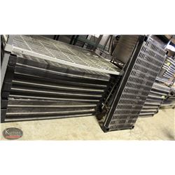 LOT OF BLACK PLASTIC RACKING-SHELVES AND POLES