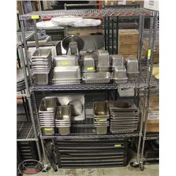 4' CHROME-WIRE STORAGE RACK ON CASTORS-3 TIER