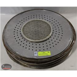 LOT OF VARIOUS TYPES OF PERFORATED PIZZA SCREENS