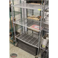3.5' GREY-WIRE STORAGE RACK ON CASTORS- 3 TIER