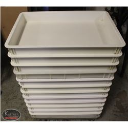 LOT OF 12 DOUGH BINS W/ DOLLY 16" X 24" X 2-3/4"