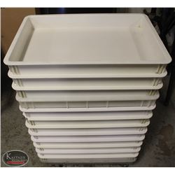 LOT OF 12 DOUGH BINS W/ DOLLY 16" X 24" X 2-3/4"