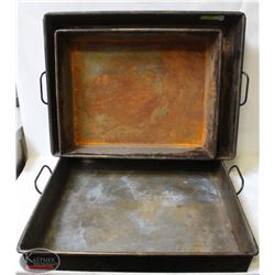 LOT OF 3 STRAPPED ROASTING PANS