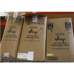 LOT OF ASSORTED DISPOSABLE HOT/COLD INSULATED CUPS