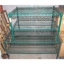 TWO GREEN-WIRE STORAGE RACKS