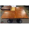 Image 1 : GROUP OF THREE 30" X 30" WOOD-TOP DINING TABLES
