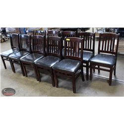 GROUP 11 PADDED LEATHERETTE WOODEN DINING CHAIRS